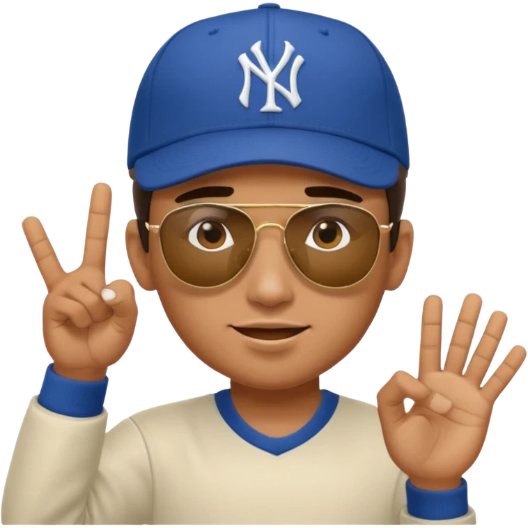 Cool hip guy with NY baseball cap and sunglasses flipping someone off emoji