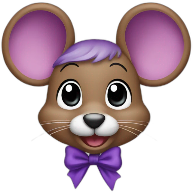 brown jerry mouse cartoon with purple hair bow emoji