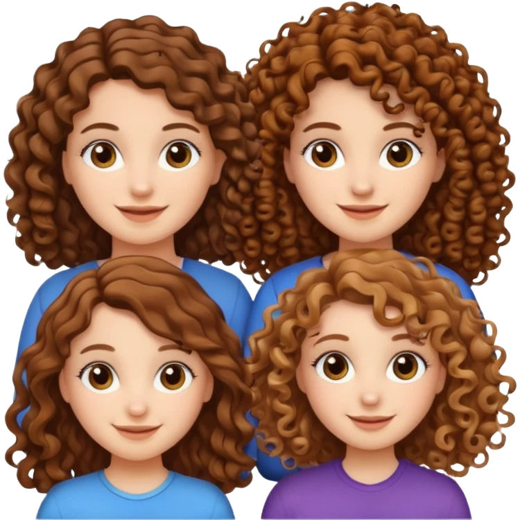 Three white girls, all of off this with brown hair but one whit straight one whit curly and one whit very curly emoji