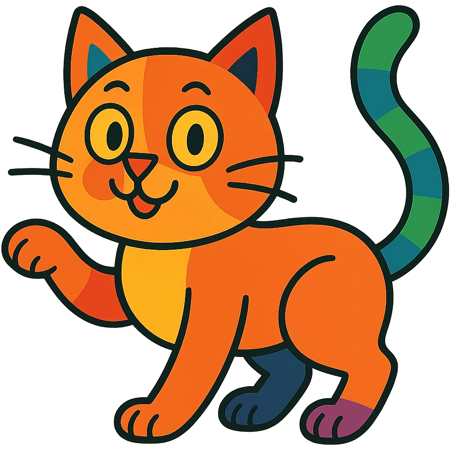 playful cartoon cat, bright colors emoji