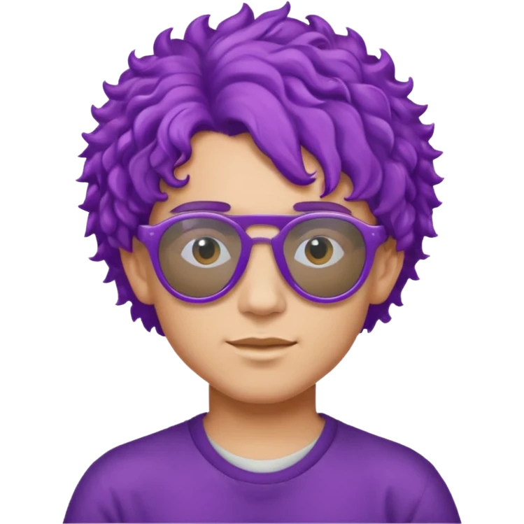 purple haired, curly haired boy with sunglassess emoji