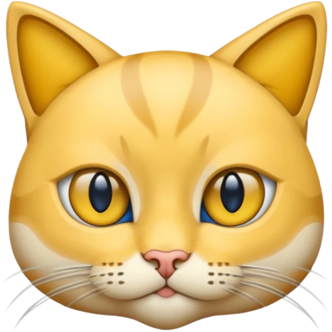 GATO AMARILLO SIN OREJAS VERDES Y OJOS AZULES emoji