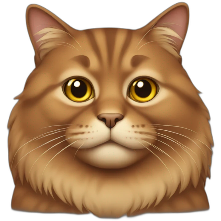 brown fat cat with long hair emoji