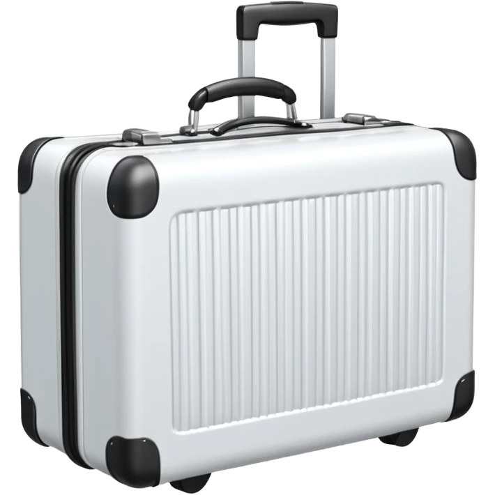 white metal suitcase with ribbed surface and wheels emoji