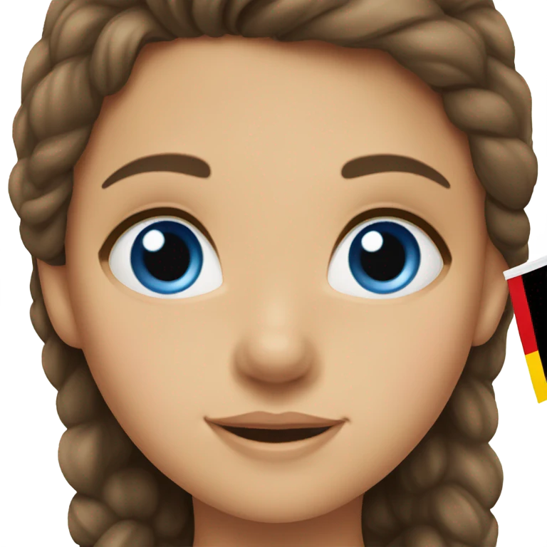girl with brown hair and blue eyes take flag german in ha emoji