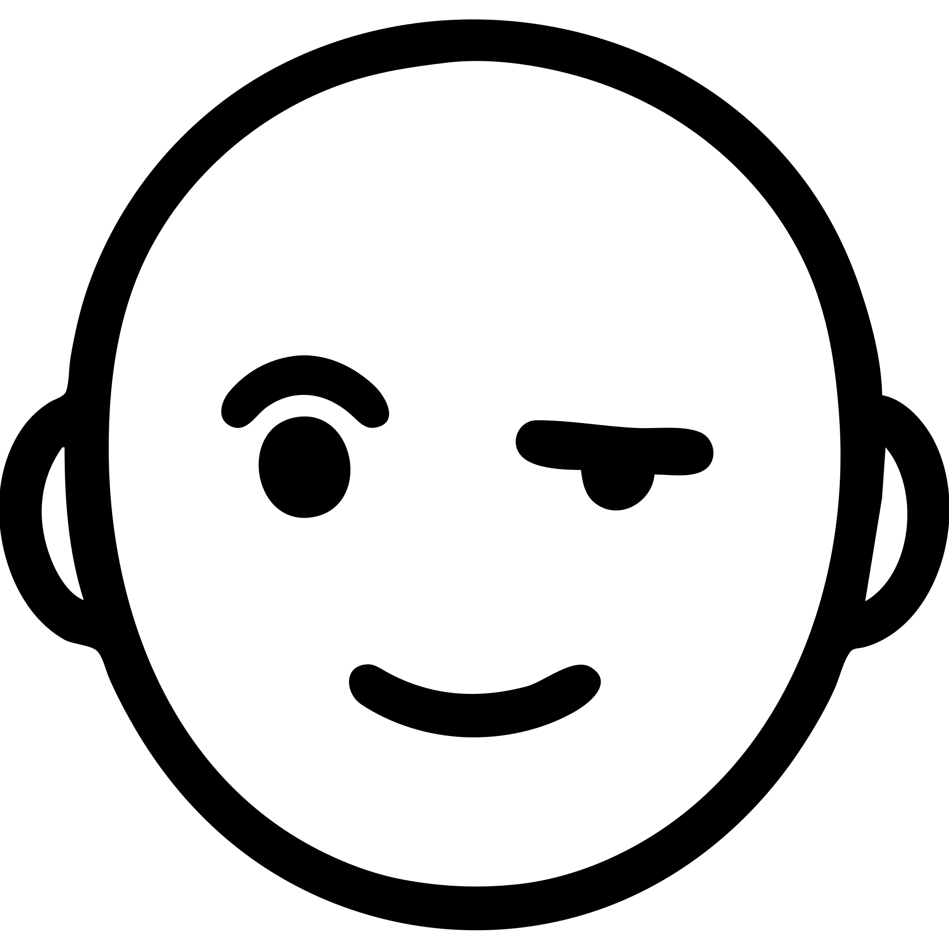 outlined black icon of a face with one eye slightly squinting indicating a micro expression emoji