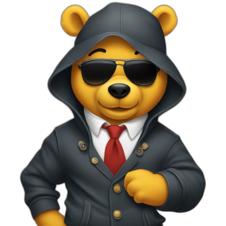 winnie the pooh wearing slash style emoji