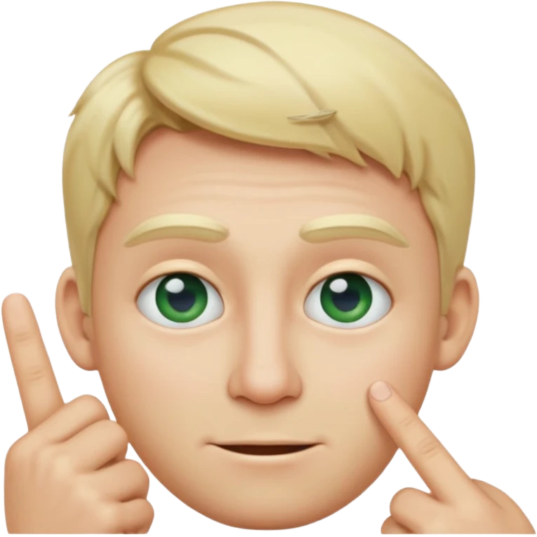 a emoji with two fingers in his nose, make him have a natural white skincolour and blonde hair, blue/green eyes emoji
