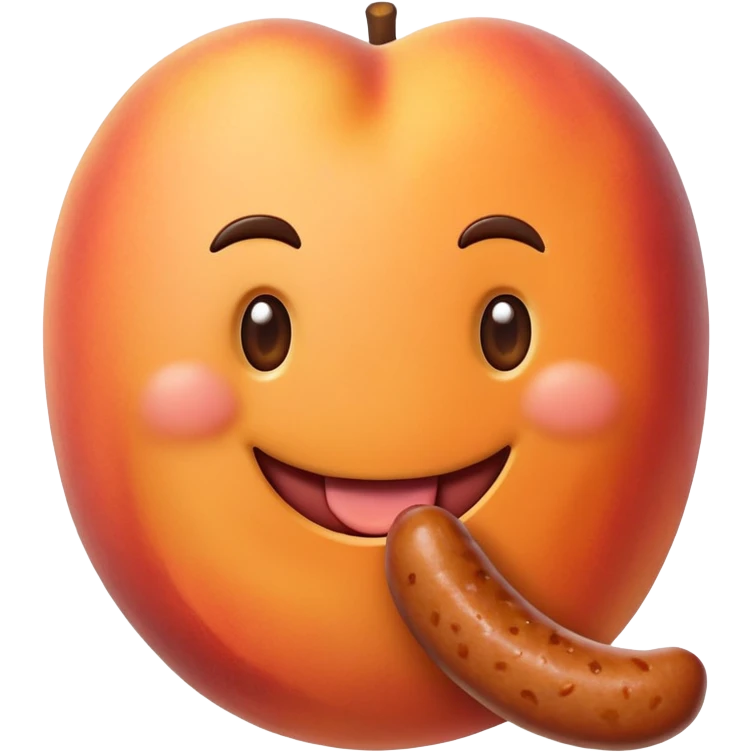A peach meets with his friend a sausage  emoji