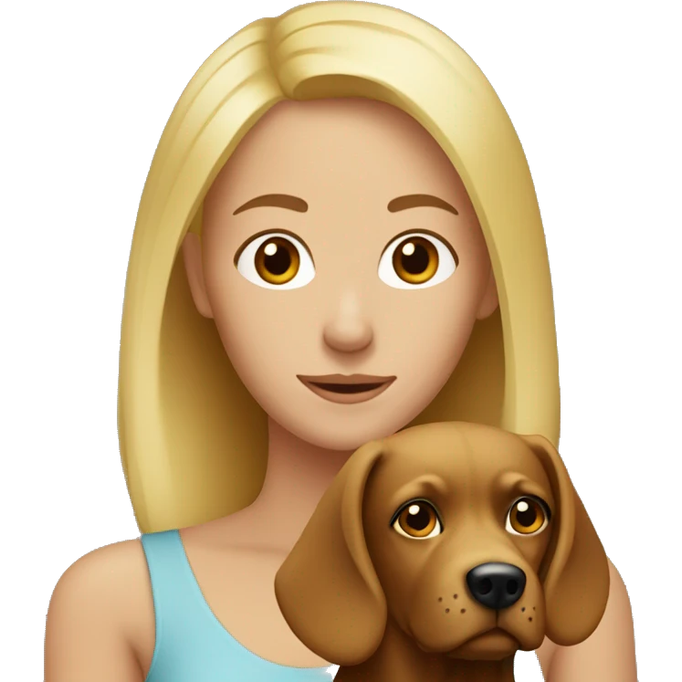 Blonde women with Brown dog emoji