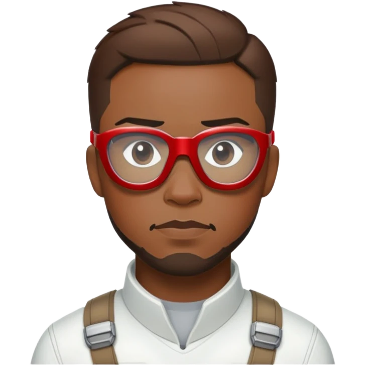sam wilson with short hair, side-whiskers, and wear white-red safety glasses from  from captain america: civil war emoji
