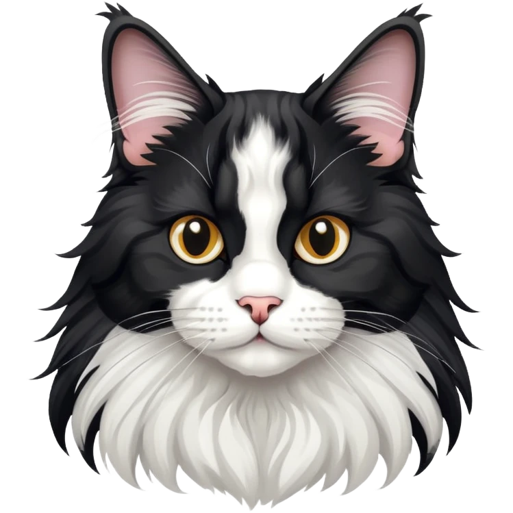 black and white tuxedo maine coon cat emoji