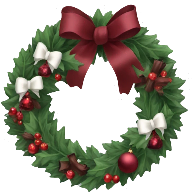 Wine red Christmas wreath with white bow emoji