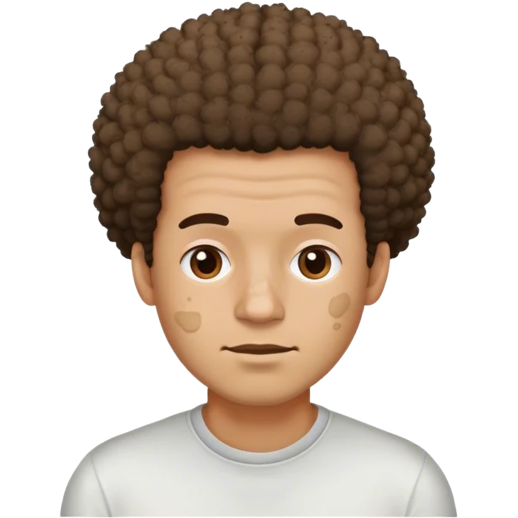 Slightly brown man with pimple patch on forehead, and a messy afro, but a bald spot on the side of his head emoji