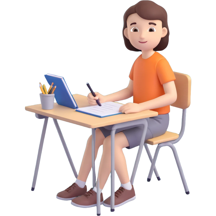 student sitting at a desk emoji