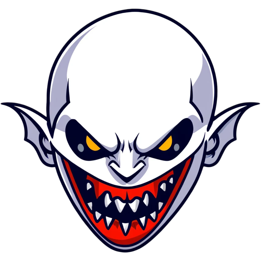 Scary vampire with long bloody fangs emoji