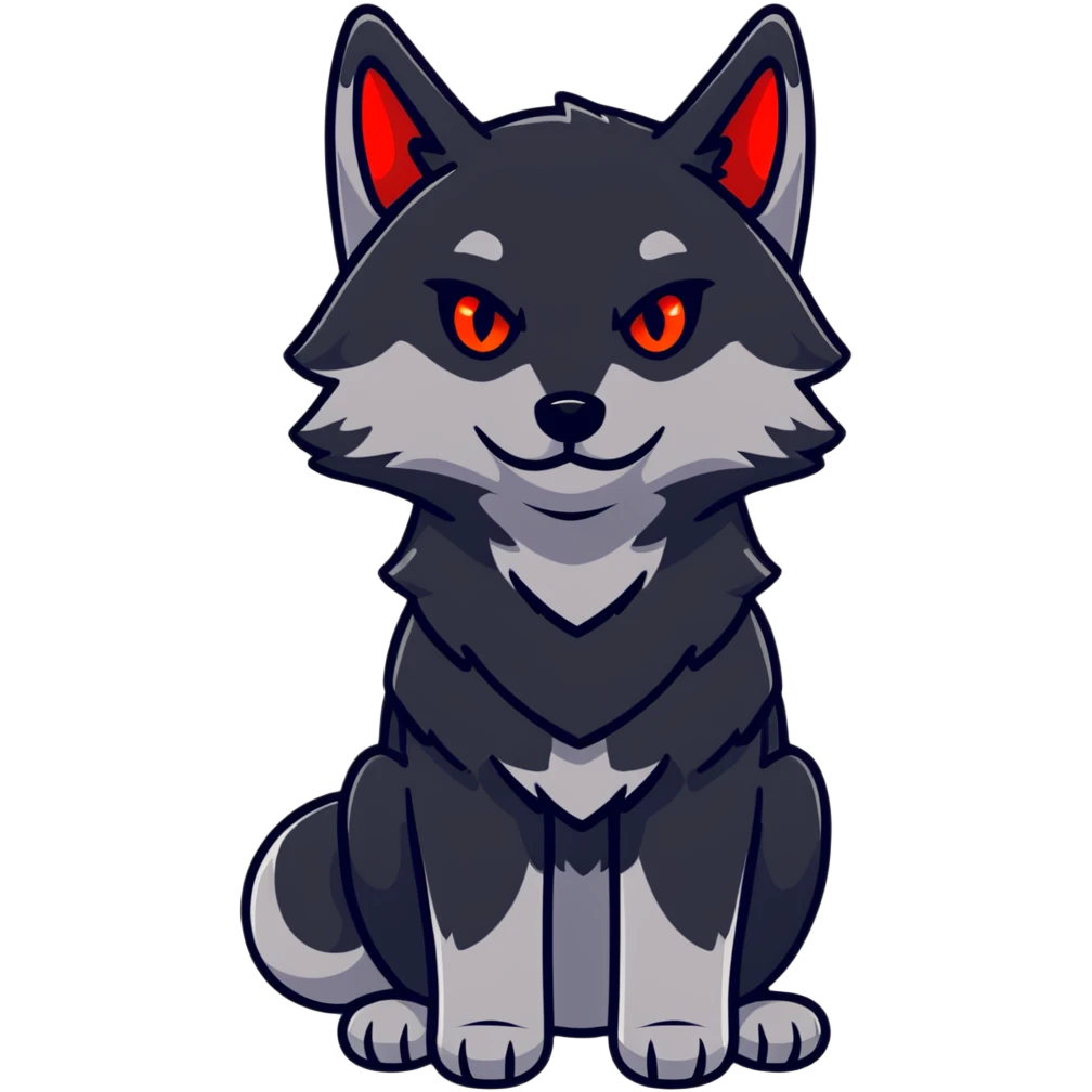black wolf with glowing red eyes emoji