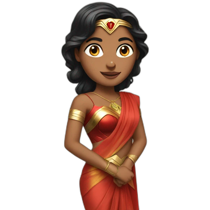 Wonder women in saree emoji