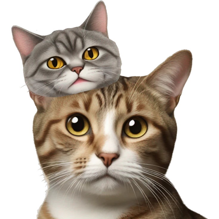 The cat is sitting on Mr. Bean's head emoji