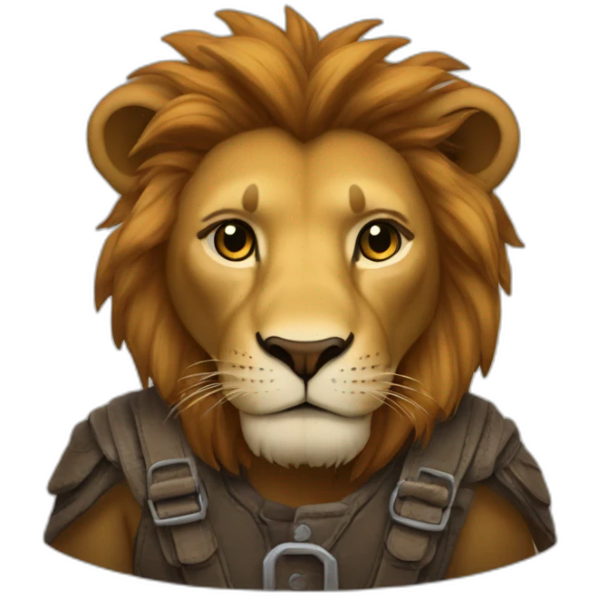 Lion et garçon se font un câlin emoji