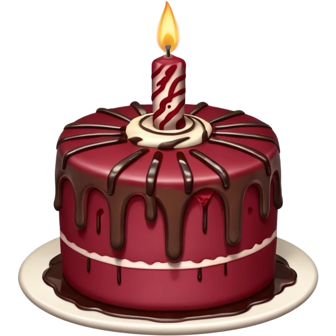 Maroon  cake with candle melting  emoji