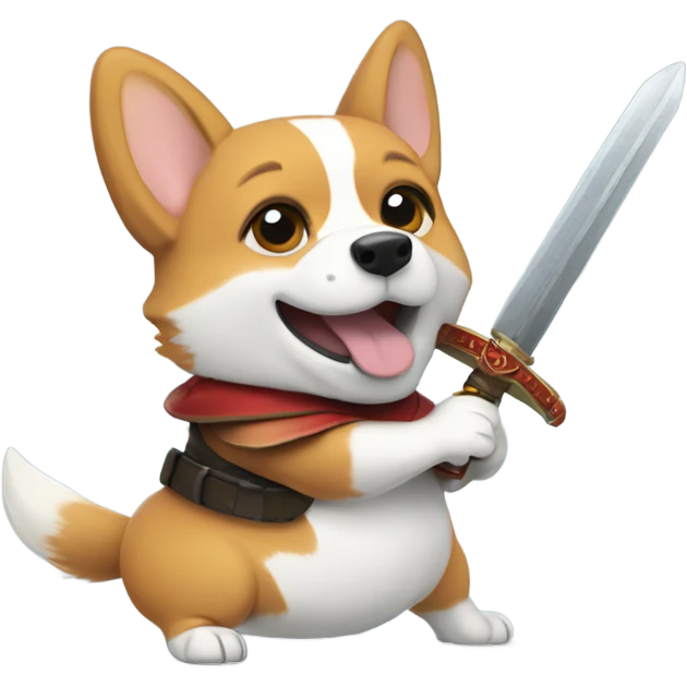 Corgi doing sword fight  emoji