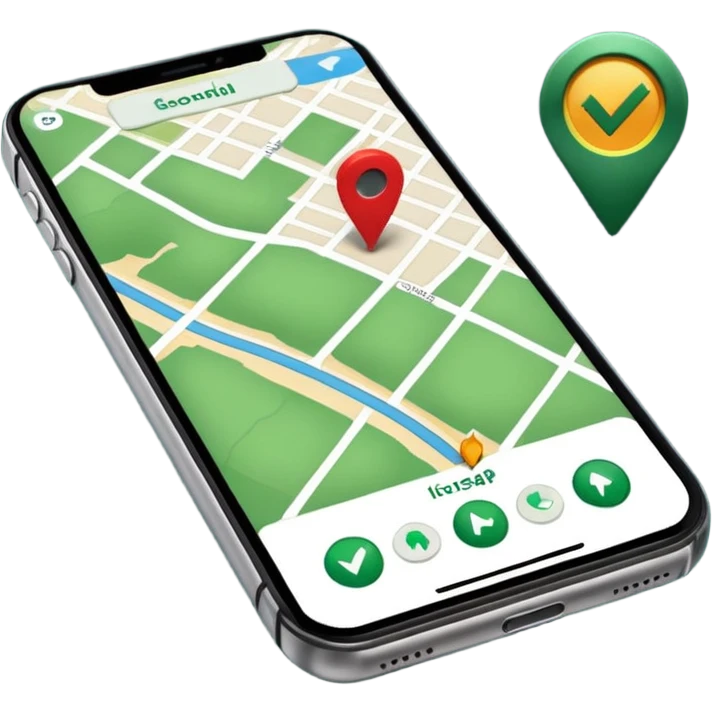 dark green geotag pointing to map on dark green iphone display emoji