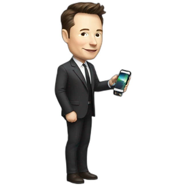 Elon musk holding an iPhone in his hand emoji