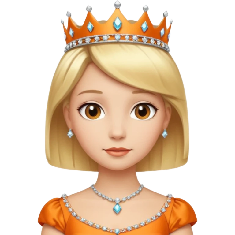 Princess in orange Dress with Tiara, short Blonde Hair emoji