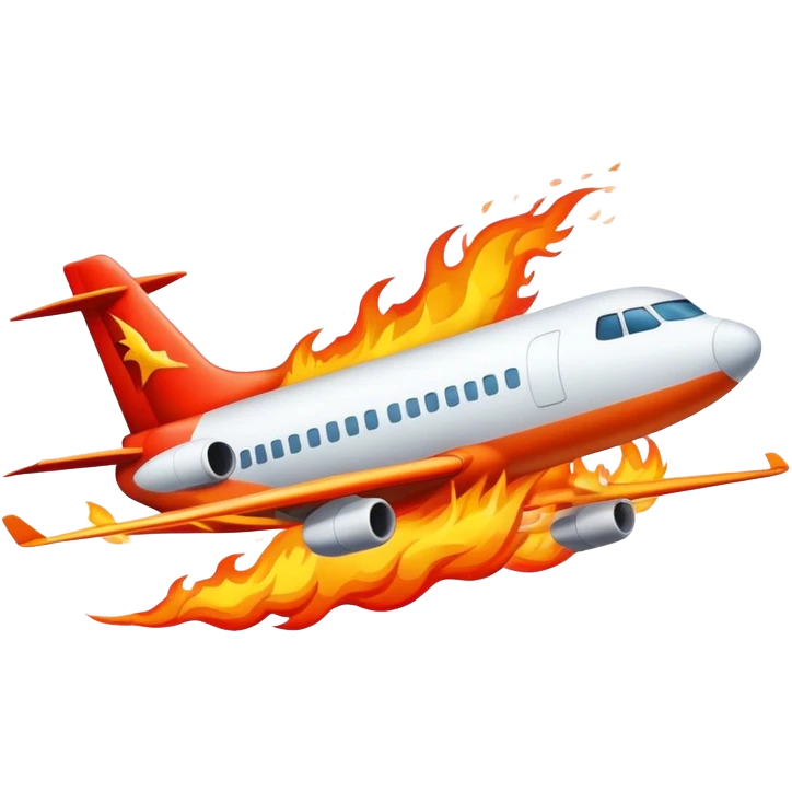Airplane flying sideways on fire emoji