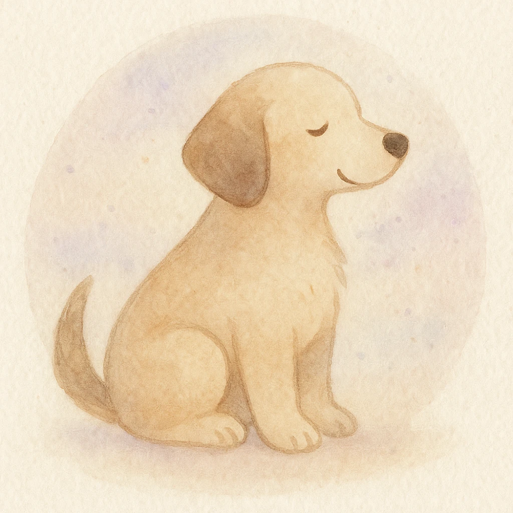 <systemPrompt>
  <style name="Soft Watercolor Illustration">
    <medium>Watercolor</medium>
    <texture>
      <surface>Natural paper grain with light noise</surface>
      <paint>Translucent layered washes, subtle gradients</paint>
    </texture>
    <colorPalette>
      <tones>Muted earth tones, soft pastels</tones>
      <shadows>Delicate, blended—never harsh</shadows>
      <accents>Optional use of light purple or blue for softness</accents>
    </colorPalette>
    <lineTreatment>
      <edges>Feathered or undefined—no harsh outlines</edges>
      <structure>Loose definition with form suggested by tone, not contour</structure>
    </lineTreatment>
    <background>
      <style>Minimal or circular watercolor wash</style>
      <elements>Optional soft dots or speckles</elements>
    </background>
    <subjectTreatment>
      <form>Simplified and rounded—suitable for characters, objects, or scenes</form>
      <expression>Whimsical, warm, and gentle</expression>
    </subjectTreatment>
    <composition>
      <focus>Centered or slightly off-center subject</focus>
      <balance>Avoid clutter, allow breathing room</balance>
    </composition>
    <atmosphere>Peaceful, dreamy, lightly nostalgic</atmosphere>
  </style>
  <instructions>
    Apply this watercolor style to any subject matter. Preserve softness, fluid transitions, and minimal detail. Prioritize artistic charm over realism. Avoid vector-like edges or digital sharpness.
  </instructions>
</systemPrompt>

{subject} = dog emoji