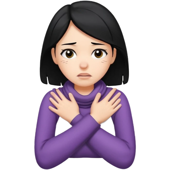girl with black hair with arms wrapped around her neck stressed emoji