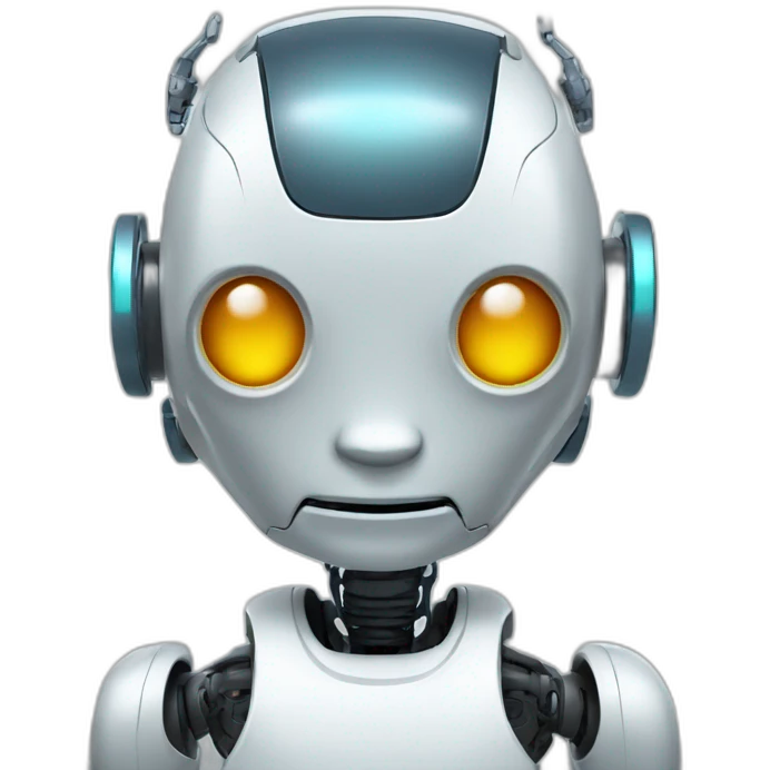 Robot with abs and human brain emoji