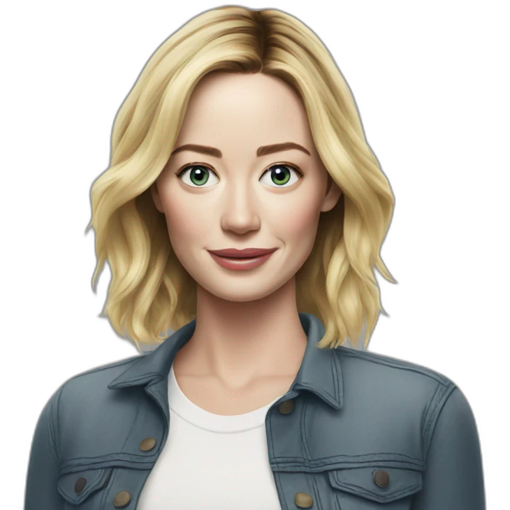 blonde Emily blunt wearing tee emoji