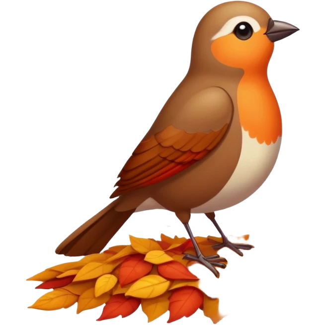 a single bird watching other birds fly away, surrounded by falling autumn leaves emoji