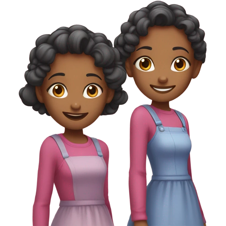 twin sisters and big sister hanging out emoji