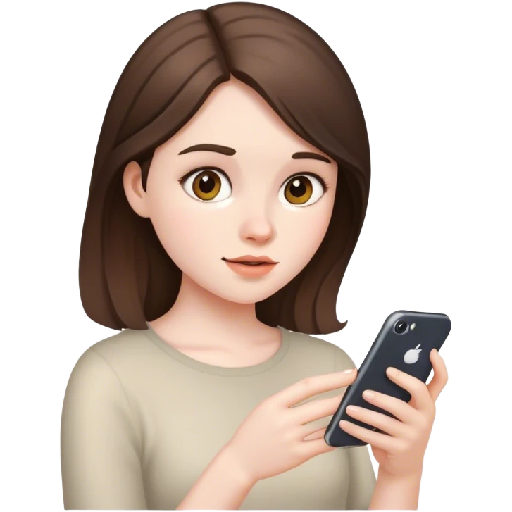 pale brunette girl on her iphone emoji