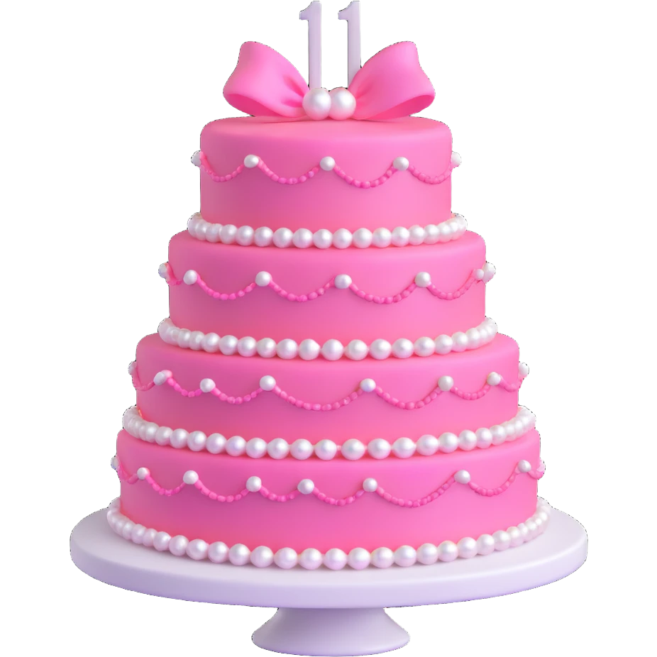 pink cake decorated with pearls emoji
