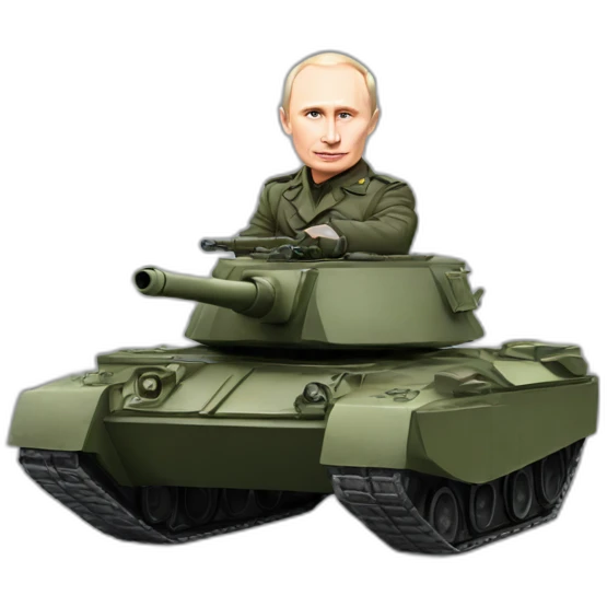Miniature putin rides a tank emoji