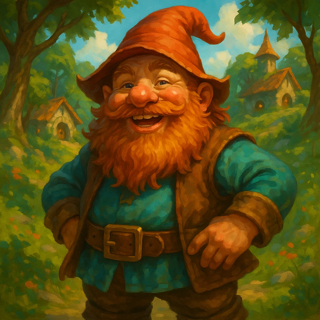 a cheerful dwarf with a bushy beard in a fantasy setting emoji