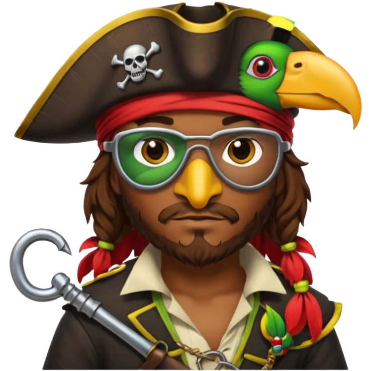maak een pirate die en papegaai op zijn schouder heeft emoji