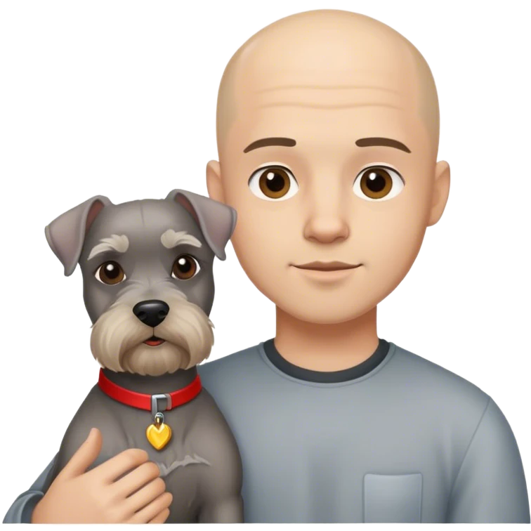 Young bald man with a schnauzer emoji