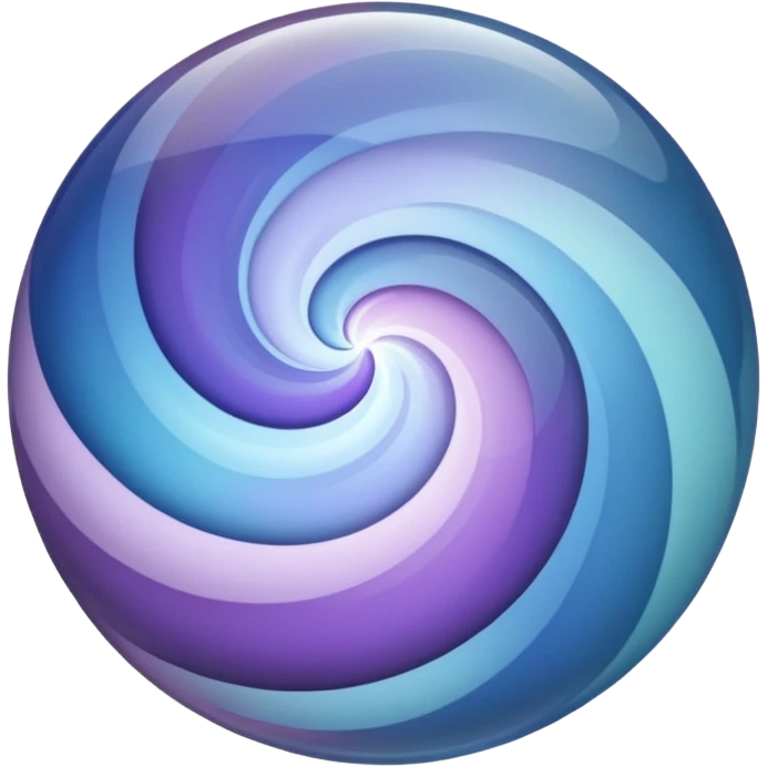 Create a glass orb or sphere with swirling colors that convey a magical and special feeling. Use soft, muted purples and blues, avoiding bright or neon tones, to create a calm and harmonious look. Keep it visually ap
 emoji
