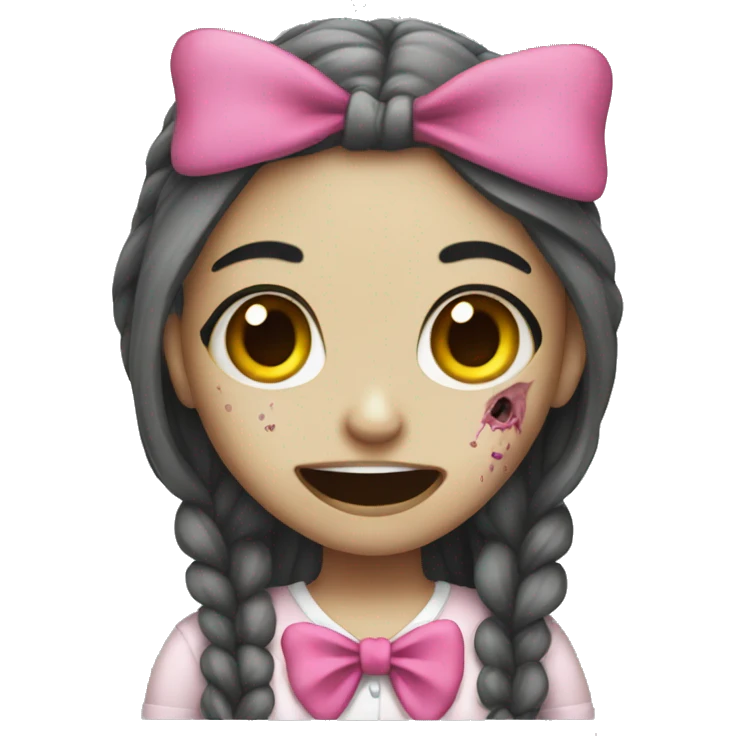 girl zombie wearing pink bow emoji