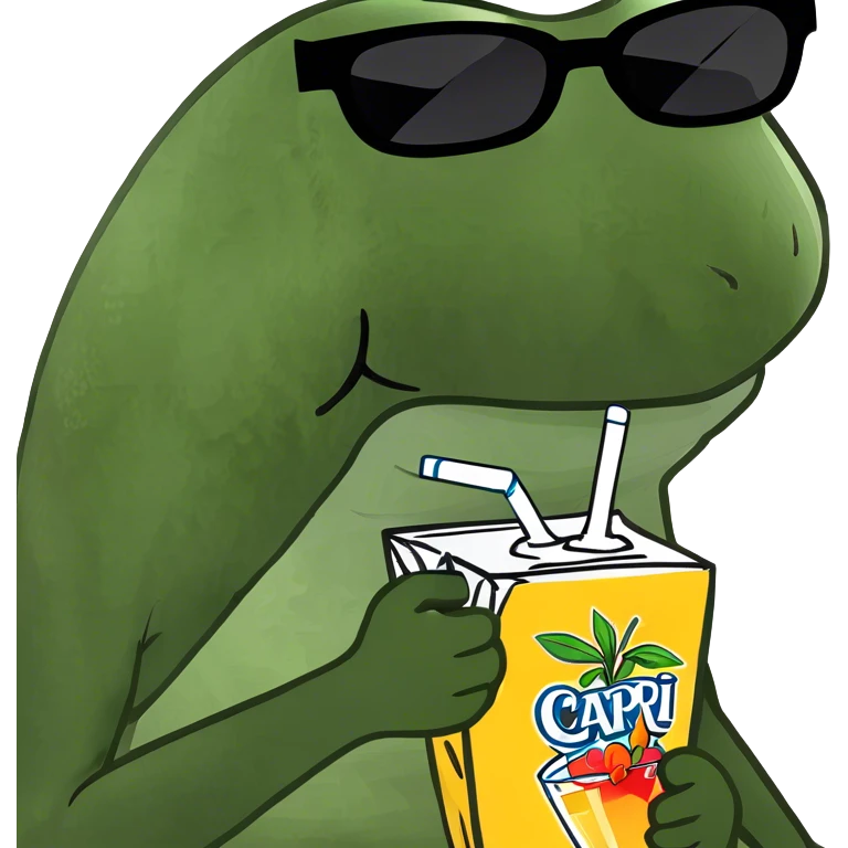 sitting, drinking a capri sun emoji
