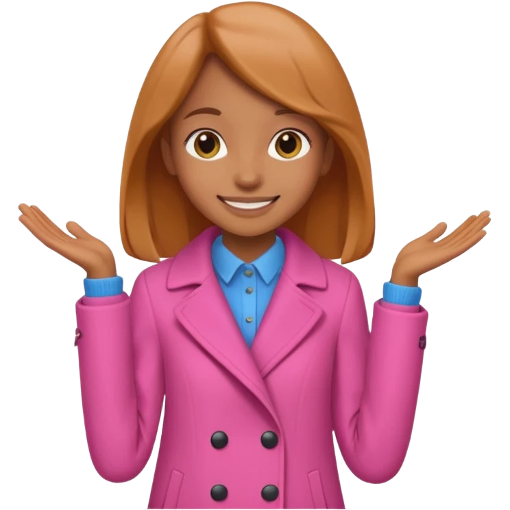 A caramel skinned girl that’s skinny and wears a pink coat  emoji