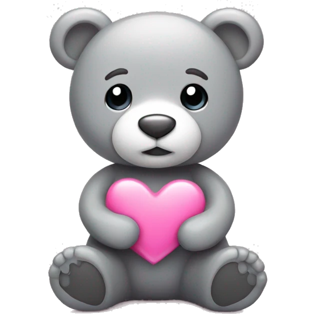 Grey teddy bear with pink heart  emoji