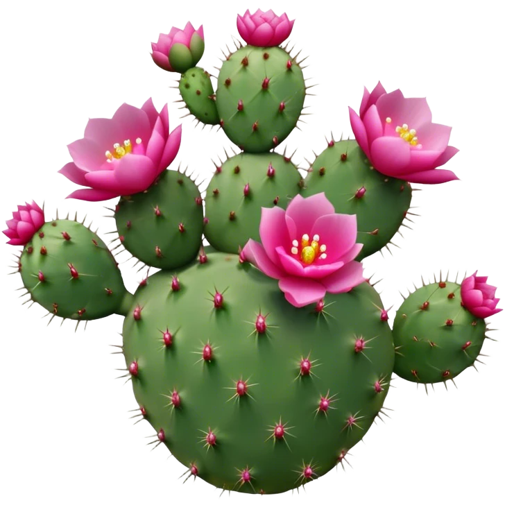 Isolated Prickly pear cactus with pink flowers emoji