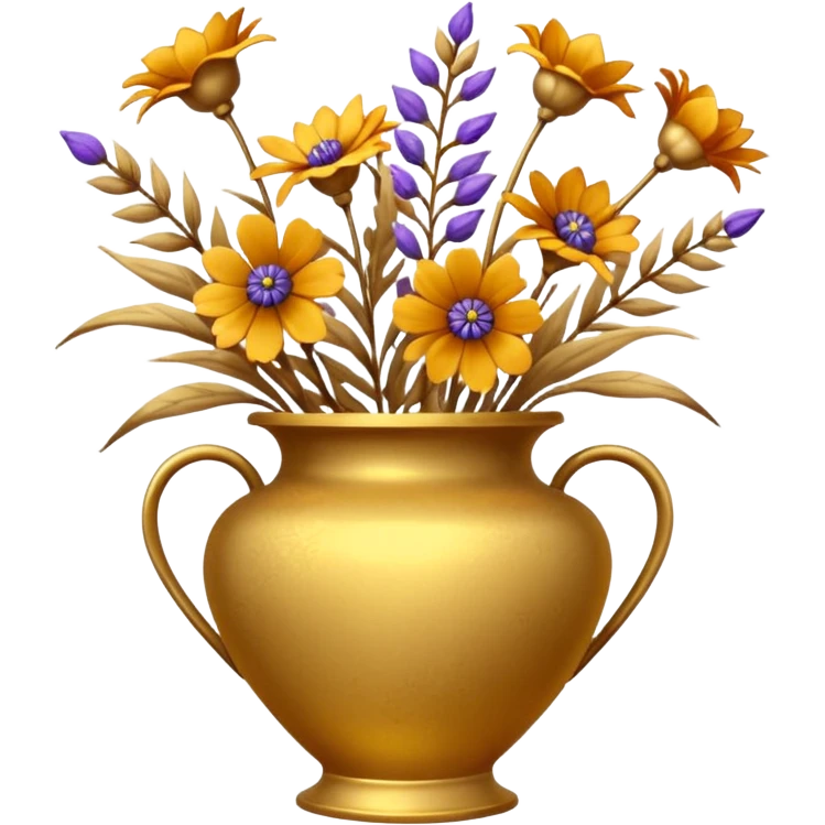 dried flowers in a golden vase emoji