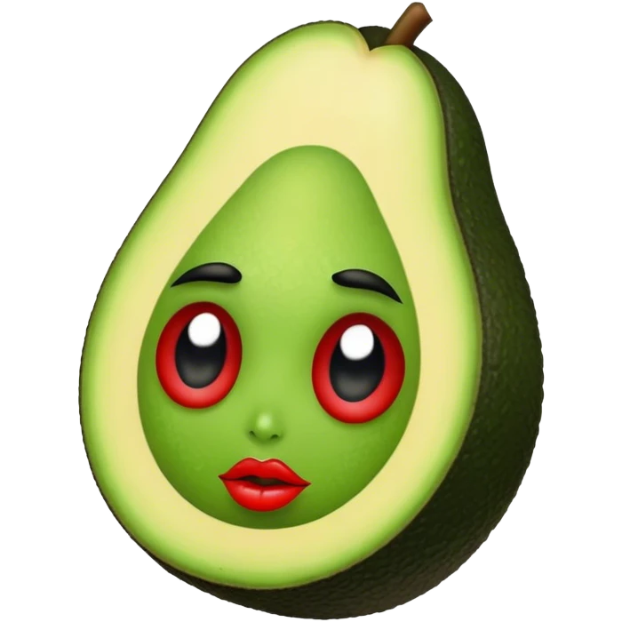 Un aguacate con labios grandes y ojos  emoji